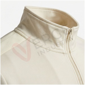 Conjunto Deportivo para Hombre, Color Crema, Manga Larga, Cuello Alto, Cierre Frontal con Cremallera, Color Sólido, Transpirable, Corte Regular, Ropa Casual de Otoño - Product Image 4