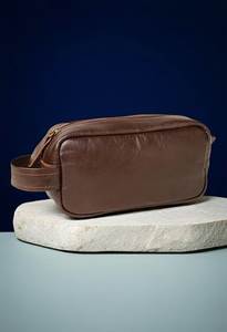 Trousse de Toilette en Cuir Véritable Taille Moyenne, Fermeture Éclair Vintage, Étui Cosmétique Durable pour Voyage - Product Image 2
