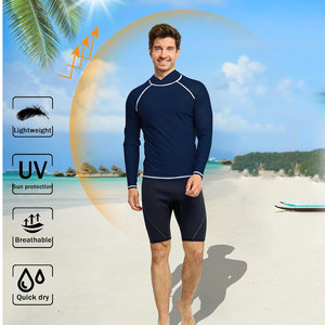 Camiseta de Protección Solar UPF 50 con Capucha y Manga Larga Azul Claro para Hombre, Color Sólido, Estilo Pullover, Ropa para Exteriores - Product Image 5