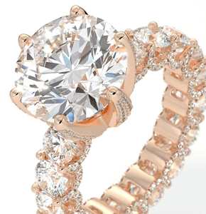 Bague de fiançailles en or rose avec diamant rond taille brillant, diamants naturels certifiés GIA, bijoux classiques pour femmes - Product Image 3