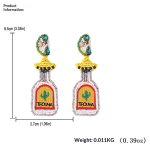 Collar de cuentas de semillas con diseño de botella de tequila mexicana para mujer - Joyería artesanal temática de cactus del Suroeste para festivales, de MULTI CRAFT - Product Image 6