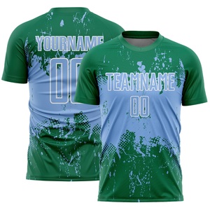 Último Diseño de Camiseta de Fútbol Verde y Azul, Ropa Deportiva de Poliéster de Alto Rendimiento, Personalización de Marca, Producción Rápida, Fabricante OEM - Product Image 2