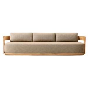 Contemporary Style <b>Outdoor</b> <b>Sofa</b> Solid Teak Curved Frame Three Seaters Premium Garden Lounge Modern Furniture Hotel Terrace - Product Image 4