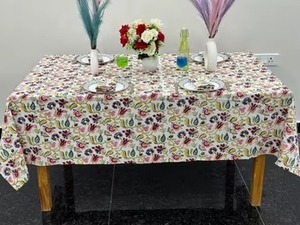 Vintage Mughal Print Handmade Cotton Block <b>Tablecloth</b> Rustic Boho 6-Seater French Dining Room Decor Home Use Party Suitable - Product Image 2