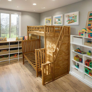 Cama litera de madera natural, muebles para el hogar, estilo casual vietnamita, madera contrachapada de pino americano, muebles para sala de estar, cama de madera. - Product Image 6