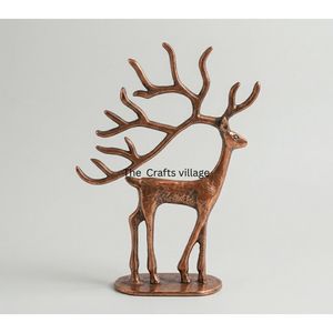Escultura de Reno Navideña de Lujo, Figura de Ciervo de Metal con Acabado Bronce, Adorno Festivo de Estilo Nórdico para Mesa, Decoración del Hogar - Product Image 3