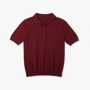Tela antiarrugas 100% acrílica, ropa de punto para adultos, Vietnam ODM y OEM, camisa polo de punto de color sólido informal. - Product Image 3