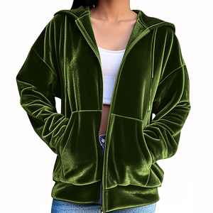 Women's High Quality Heavyweight <b>Velvet</b> Hoodies New Arrival Soft Comfortable Solid Color <b>Velvet</b> <b>Hoodie</b> For Ladies - Product Image 1
