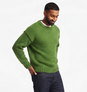 Pull d'hiver pour homme en tricot épais respirant, col rond doux de qualité supérieure, fabrication OEM ODM, logo personnalisé sur le devant tricoté - Product Image 5