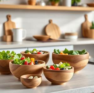 ชามไม้จากโรงงานโดยตรง ชามอะคาเซียสำหรับเสิร์ฟสลัด ผลไม้ สำหรับโต๊ะอาหารในครัว เป็นมิตรกับสิ่งแวดล้อม ปลอดภัยสำหรับอาหาร สั่งซื้อจำนวนมากได้ เหมาะสำหรับบ้านและโรงแรม - Product Image 3