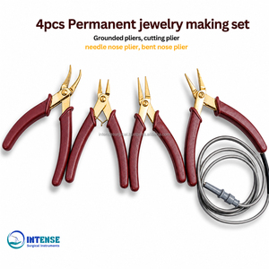 Kit d'outils de fabrication de bijoux permanents 4 pièces avec logo personnalisé – Pinces à sertir, pinces à bec long, pinces à bec pointu, pinces coupantes à bec courbé – Vente en gros - Product Image 2