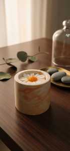 Handmade Ceramic Art <b>Candle</b> Blue Floral Design Soy Wax Scented Minimalist Home Decoration Cylinder Shape Single <b>Wick</b> - Product Image 3