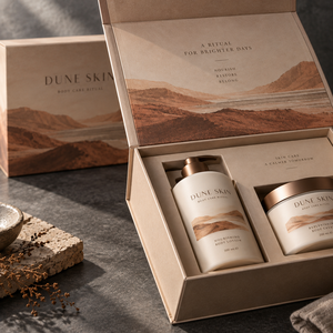 Boîte d'emballage personnalisée de style livre magnétique pour rituel de soin du corps DUNE - Product Image 4