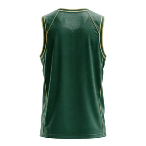 Men's Sleeveless Baseball Jersey-Emerald Green <b>Gold</b> Breathable <b>Mesh</b> Tank <b>Top</b> Polyester Casual Summer Sporty - Product Image 2