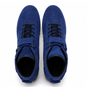 Bottes moto bleues à la cheville, tige en faux daim, semelle extérieure en caoutchouc, fermeture auto-agrippante, bout fermé, semelle intermédiaire en EVA pour l'hiver, antidérapantes, légères - Product Image 3