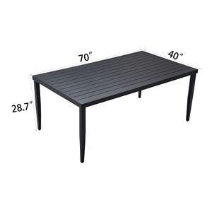 Ember Black 40"x70" Aluminum Patio Dining <b>Table</b> with Tapered <b>Feet</b> and Umbrella Hole <b>for</b> Outdoor Outdoor Use - Product Image 5