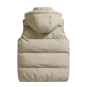 <span class=keywords><strong>Gilet</strong></span> Invernale da <span class=keywords><strong>Uomo</strong></span> Imbottito con Cappuccio, Cerniera e Tasche, Antivento, Casual, <span class=keywords><strong>Beige</strong></span> Tinta Unita, Senza Maniche, Giacca Calda - Product Image 2