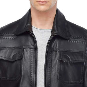 Blouson de moto en cuir de mouton pour homme, conception personnalisée OEM, grande taille, col montant, style urbain - Product Image 6