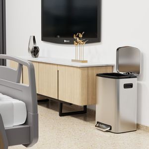 Cubo de basura de acero inoxidable para cocina comercial de 13 galones/50l, cubo de basura Rectangular de cierre suave con pedal, 30 bolsas de basura - Product Image 3