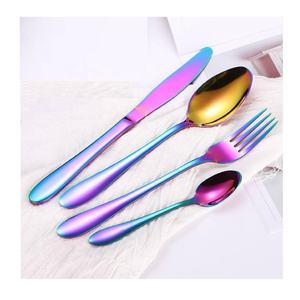 Ensemble de couverts en acier inoxydable de style traditionnel, finition multicolore, polissage miroir, vaisselle de table, ustensiles de cuisine - Product Image 2