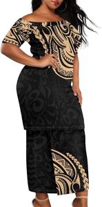 Vestido Puletasi Samoano Personalizado al por Mayor para Mujer, Vestidos Casuales con Estampado Tribal Polinesio, Fabricante OEM, Proveedor al por Mayor - Product Image 2