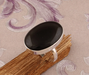 Bague ovale en onyx noir, argent 925, pierre précieuse, bague unisexe, fournisseur en gros - Product Image 3
