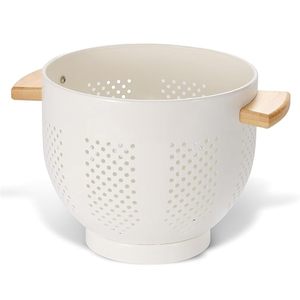 Colador de Metal con Mango de Madera, Coladores de Metal con Recubrimiento en Polvo de 22 cm, Colador de Cocina Grande con Base Estable - Product Image 5