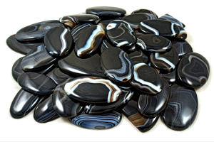 Natural Banded Black <b>Onyx</b> Loose Gemstone Cabochon Crystal Healing Gemstone For Jewelry Making - Product Image 3