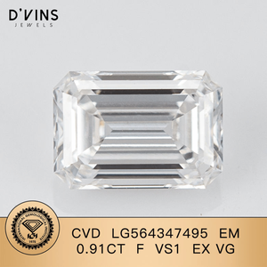 D'vins Jewels Diamant synthétique de laboratoire taille émeraude 0,91 ct, clarté F VS1, couleur D Fancy Light - Product Image 2