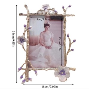 Floral Silver Metal Photo <b>Frame</b> Textured Decorative Tabletop Display <b>Frame</b> Luxury Home Decor Vertical Horizontal Customized - Product Image 3