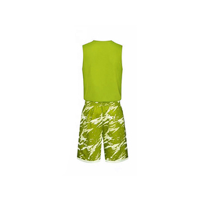 Ensemble de maillots de basket-ball unisexe sans manches à col en V, imprimé camouflage vert, nom d'équipe personnalisé, écologique, séchage rapide, 100% polyester - Product Image 3
