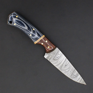 Couteau de chasse et de camping artisanal en acier Damas, lame fixe de 9 pouces à pointe clip, qualité industrielle avec manche en bois, OEM - Product Image 4
