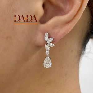 Pendientes Florales con Diamantes Cultivados en Laboratorio, Corte Marquesa y Pera, Joyería Fina de Diseño Elegante para Cada Ocasión - Product Image 5