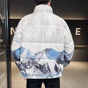 Wholesale Custom Made <b>Men's</b> Waterproof Canvas Puffer Jacket Top Selling Latest Design Zipper Closure Breathable Stand Front - Product Image 2