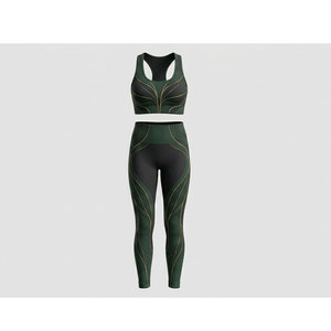 Nouvel Arrivage Vente en Gros Ensembles de Yoga et de Sport pour Femmes 100% Polyester Respirants à Carreaux Vêtements de Mode Personnalisés Tenues de Sport - Product Image 1