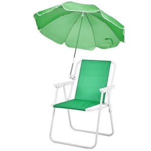 Sedia da Spiaggia Pieghevole Leggera e Portatile con Ombrello, Capacità 120 kg per Adulti, Viaggi, Picnic, Concerti - Product Image 1