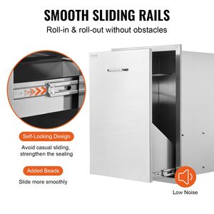 Cassetto per rifiuti da esterno in acciaio inossidabile con anello di trazione per sacchi, 19.7W X 26.5H pollici, per cucine da esterno, isole BBQ e accessori per barbecue - Product Image 5