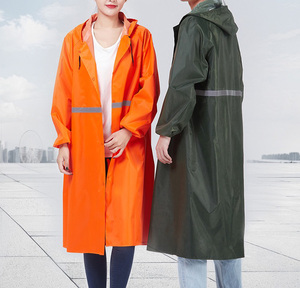 Protective Orange Rain Jacket Waterproof Hooded <b>Long</b> <b>Coat</b> for Men Reflective Safety Strip Rainwear Outdoor Workwear New Fashion - Product Image 5