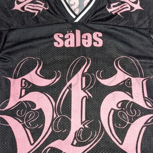 Maillots de football américain tendance, nouvelle collection, col en V, noir et rose, grandes tailles, avec impression par transfert thermique - Product Image 6