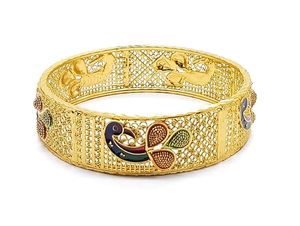 Gold Plated Alloy Peacock Designer Polki Bangles Set Women's Vintage <b>Crystal</b> Rhinestone <b>Bracelets</b> Wedding Jewelry Fashion Bangle - Product Image 3