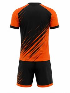 Ensemble de maillots de football pour hommes, manches courtes, col rond, sublimation, évacuation de l'humidité, respirant, polyester, coupe athlétique, logo personnalisé - Product Image 2