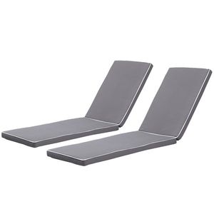 Lot de 2 coussins de remplacement gris et blanc pour chaise longue d'extérieur, style chaise longue, pour mobilier de patio - Product Image 1