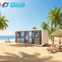 Cabane en verre double vitrage pour bureau de station balnéaire / Petite maison capsule portable en Thaïlande / Cabane en verre double vitrage