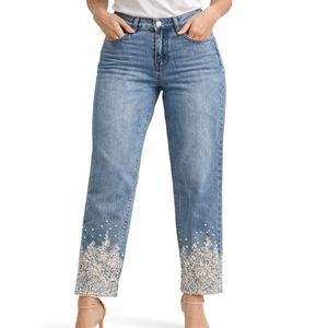 Jeans de mezclilla cortos de color azul claro para mujer, con dobladillo de encaje, corte recto, pantalones de moda, tela transpirable, estilo elegante, pantalones de mezclilla para mujer - Product Image 2