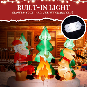 Décoration de Noël gonflable lumineuse de 2,7 m, amusante pour l'extérieur, avec Père Noël et rennes autour d'un feu de camp - Product Image 4