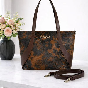 Bolso Tote Clásico de Cuero Genuino con Pelo Natural para Mujer, Bolso de Mano Multifuncional Portátil de Verano, Piel Natural Premium LHTB-0039 - Product Image 1