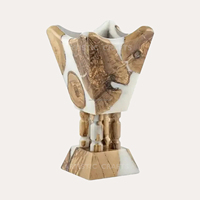 Brûleur d'encens en bois d'acacia élégant et diffuseur d'aromathérapie en résine Bakhoor avec un design unique en bois et résine