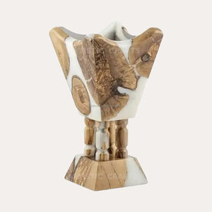 Brûleur d'encens en bois d'acacia élégant et diffuseur d'aromathérapie en résine Bakhoor avec un design unique en bois et résine - Product Image 2