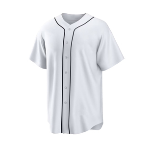 Men's White Baseball Jersey Short Sleeve Button Front 100% Polyester Breathable Regular Fit Adult All Seasons - Product Image 1
