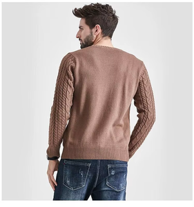 Suéter de Punto para Hombre, Cuello Redondo, Color Gris, Corte Regular, Estilo Casual para Otoño, 100% Acrílico, Antipilling, Diseño Liso - Product Image 4